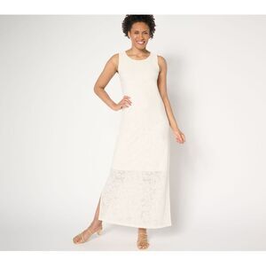 Women Control Women's Dress Sz XS Floral Illusion Jacquard Maxi White A691341